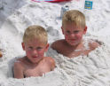 Twins on beach in Florida
